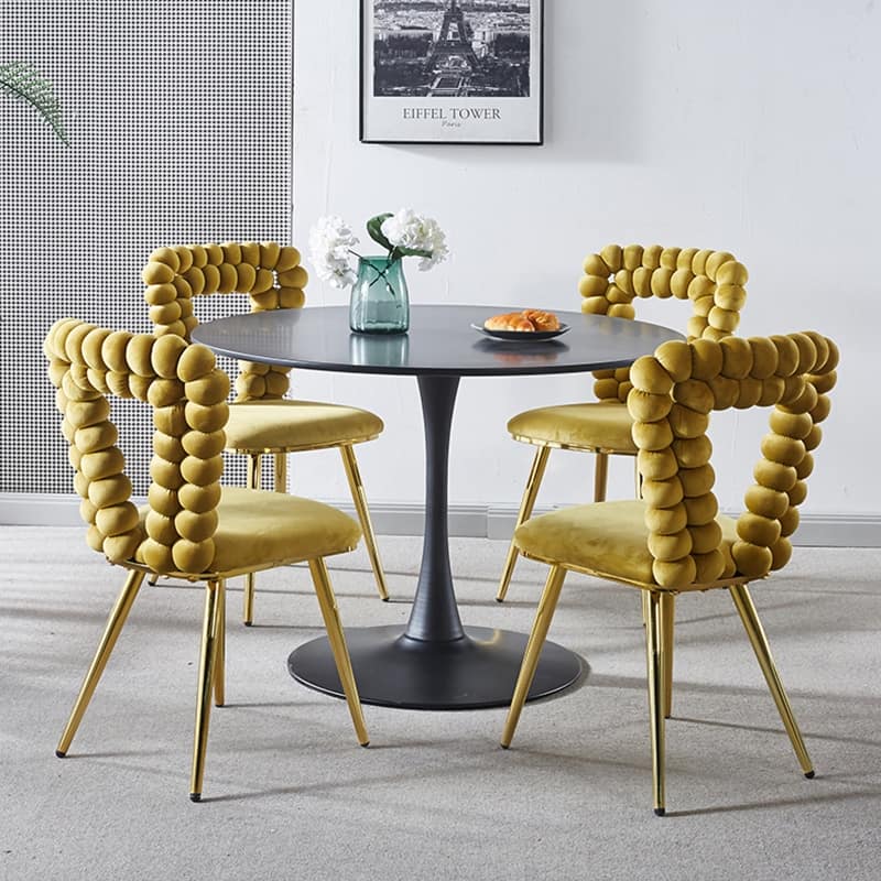Yellow 22.04" Accent Chairs with Iron Legs (Set of 4)