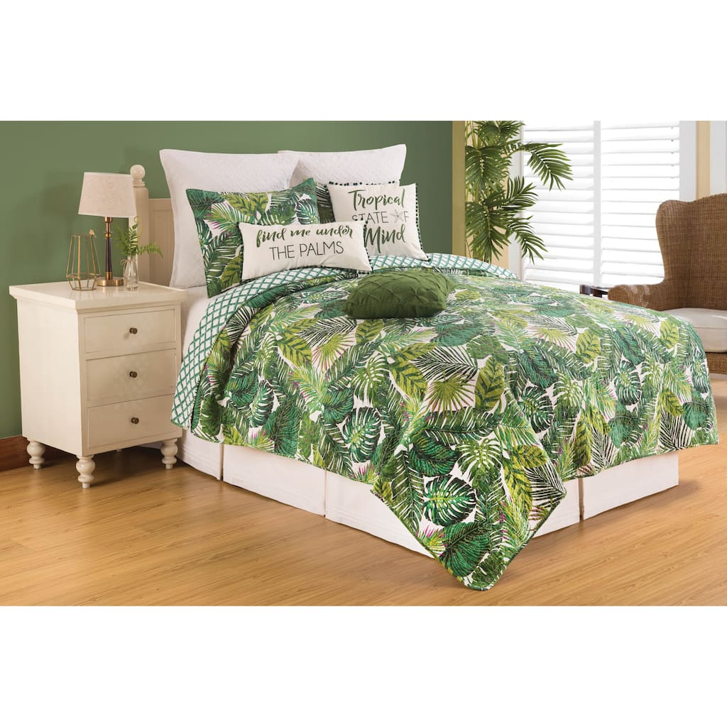 Waialea Bay Tropical Cotton Quilt Set - Reversible and Machine Washable