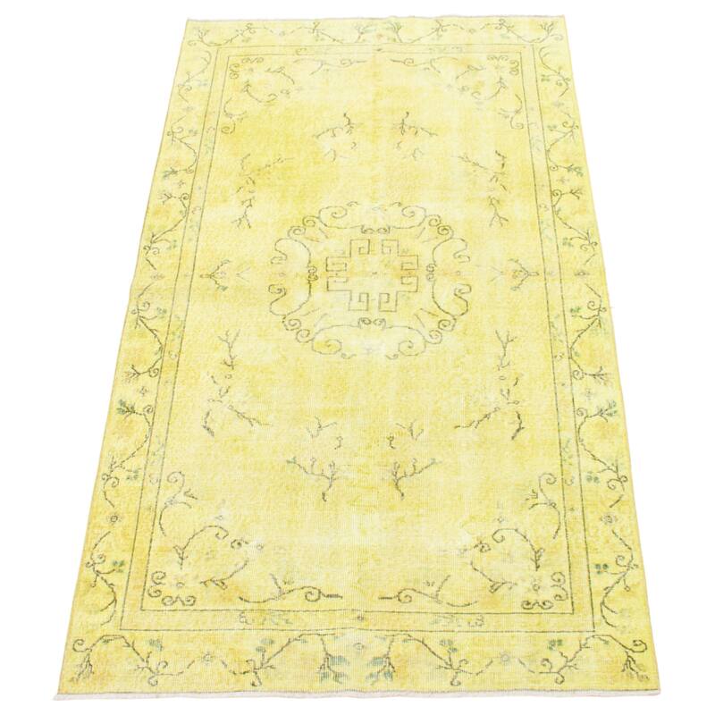 ECARPETGALLERY Hand-knotted Color Transition Light Yellow Wool Rug - 5'2 x 9'2