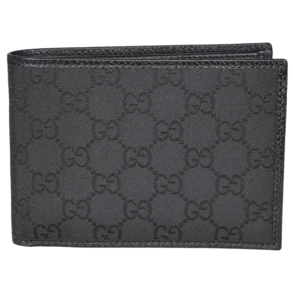 Gucci Men's 292534 4198 Black Nylon GG Guccissima W/Coin Large Bifold Wallet - 5.25" x 3.75"