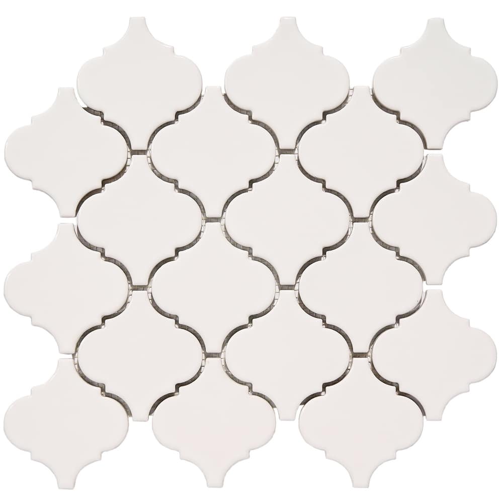 Arabesque 3.3" x 3.4" Porcelain Glossy Mosaic Tile