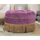 preview thumbnail 30 of 91, Yolanda 24" Upholstered Round Accent Ottoman Purple Floral Sateen Jacquard with Gold Trim
