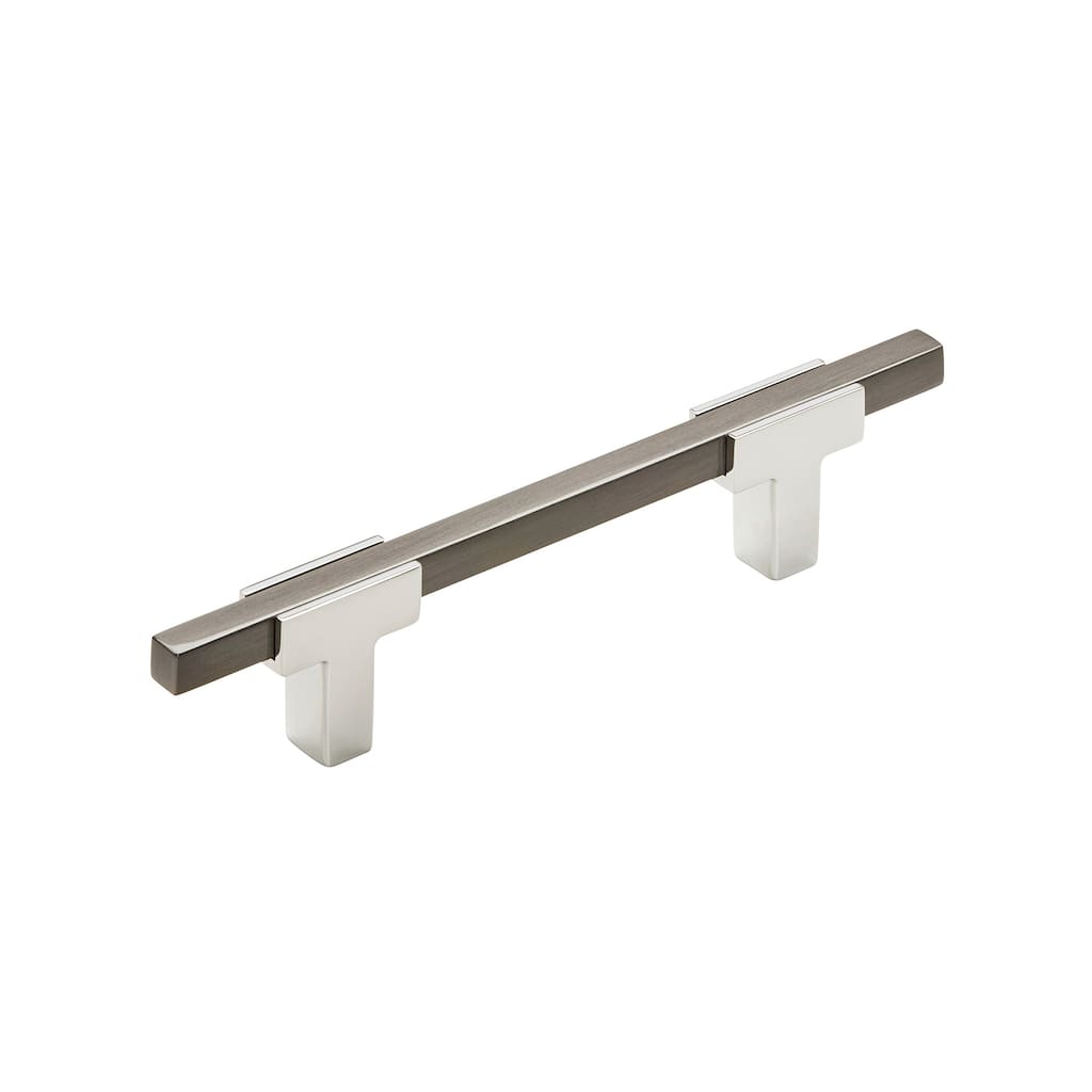 Urbanite 3-3/4 in (96 mm) Center-to-Center Polished Chrome/Black Chrome Cabinet Pull - 3.75