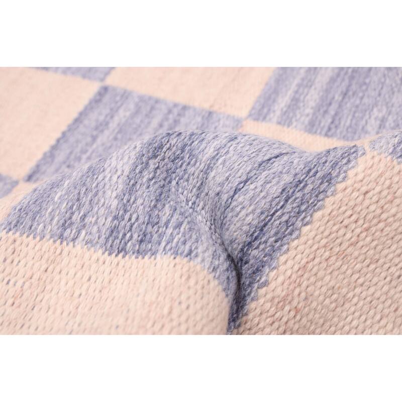 ECARPETGALLERY Flat-Weave Nevada Slate Blue Wool Kilim - 5'0 x 7'8