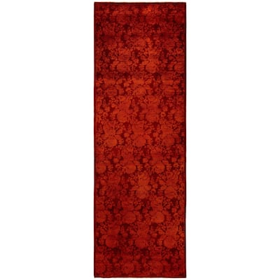 Overdyed One-of-a-Kind Hand-Knotted Area Rug - Orange - 2' 8" x 8' 1"