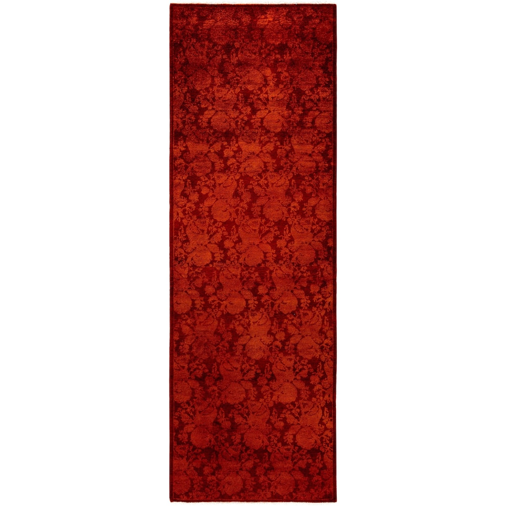 Overdyed One-of-a-Kind Hand-Knotted Area Rug - Orange - 2' 8" x 8' 1"