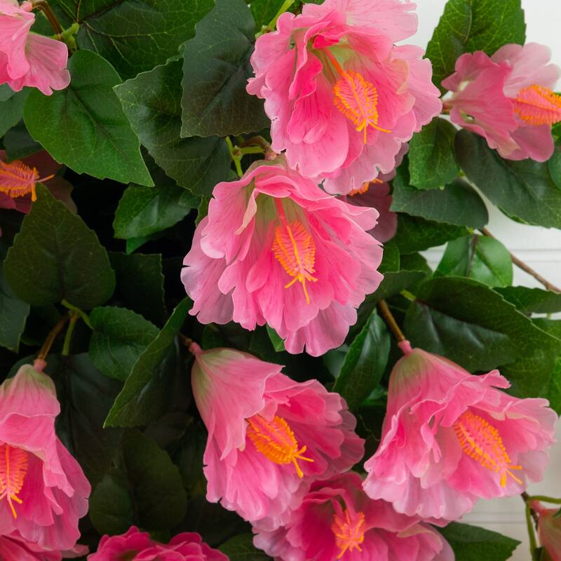 24-in UV Resistant Artificial Hibiscus Hanging Plant - Set of 2