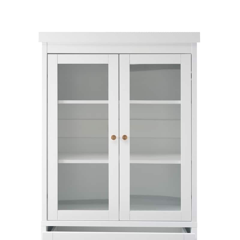 70.1" Modern High Freestanding Tall Bathroom Cabinet with 2 Adjustable Shelves, 3 Drawers, Soft Close Glass Doors