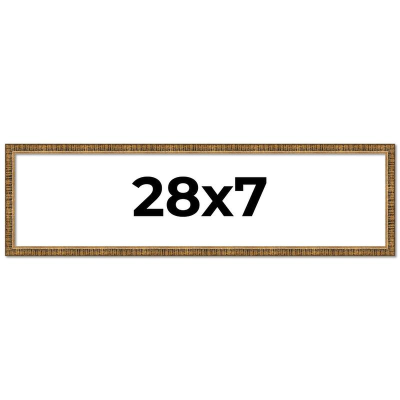 28x7 Frame Gold Solid Wood Picture Frame - Complete Modern Photo Frame