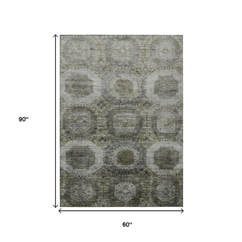 HomeRoots Medallion Transitional Rectangle Outdoor Rug