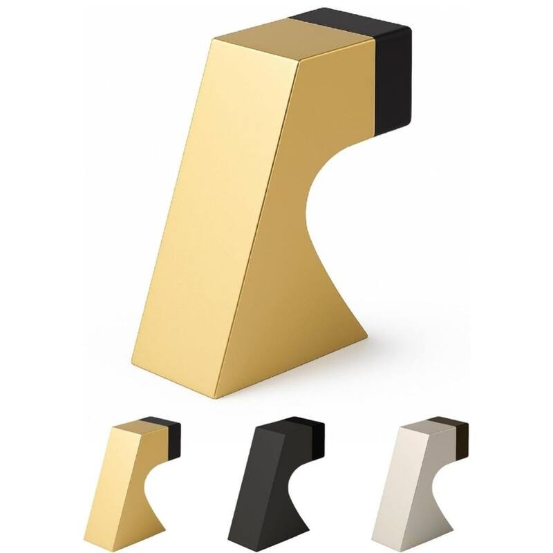 Mega Handles Curved Floor Mounted Door Stopper | 2.5 in Wall Protector -  2.5 in Wall Protector|Satin Brass