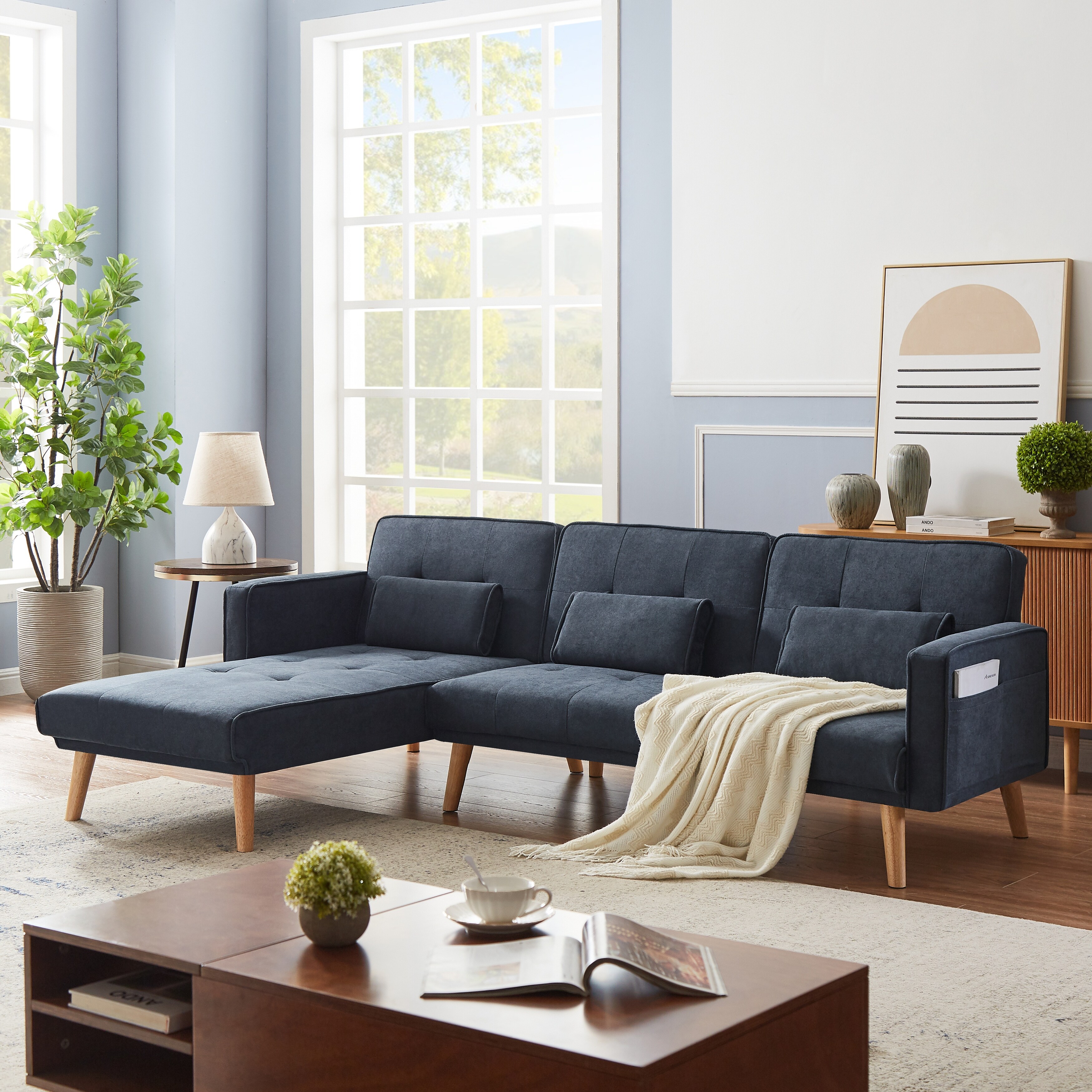 Mid century sales modern reclining sectional