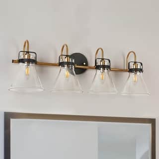 Mutch Modern Farmhouse 4-light Bathroom Vanity Light Rustic Industrial Glass LED Dimmable Wall Sconce