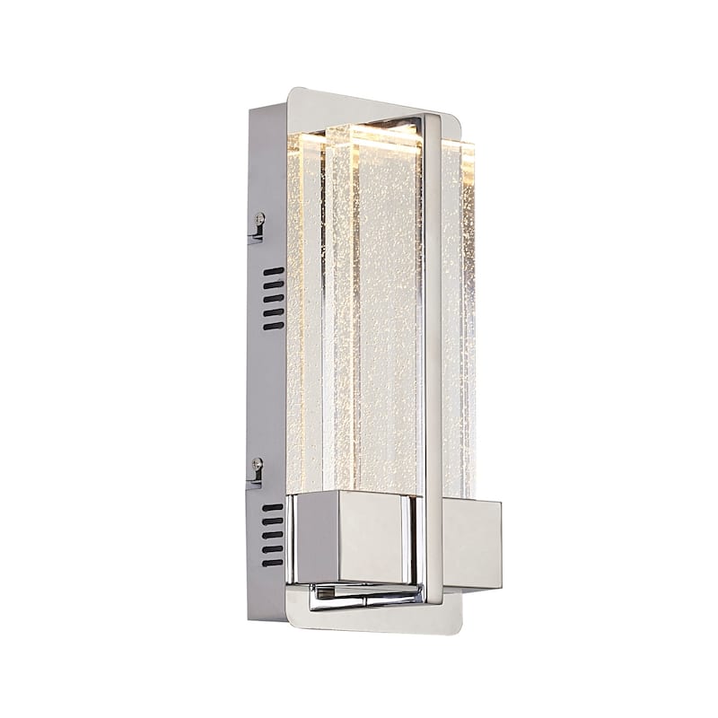 LED Wall Sconce in Chrome Finish with Clear Bubble Glass Shade, Integrated Bulb for Hallway or Living Room - 12