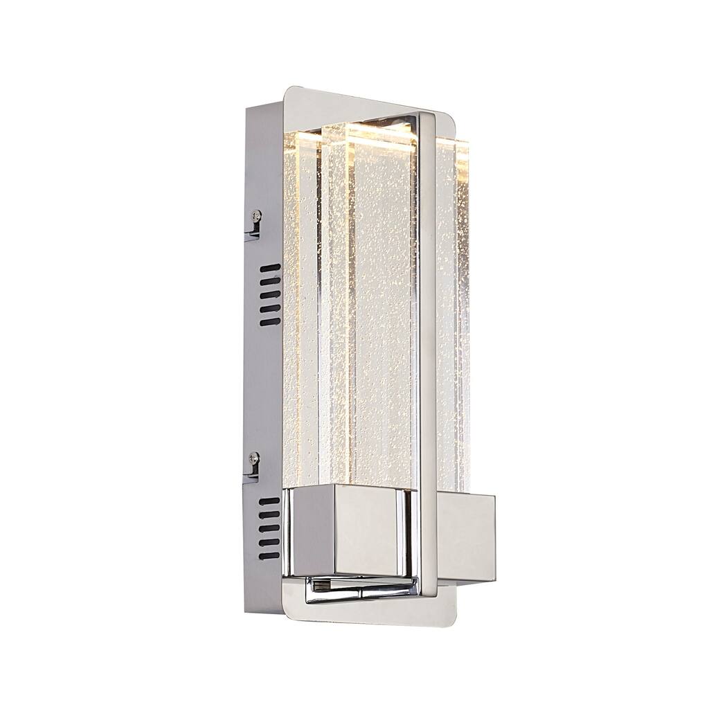 LED Wall Sconce in Chrome Finish with Clear Bubble Glass Shade, Integrated Bulb for Hallway or Living Room - 12