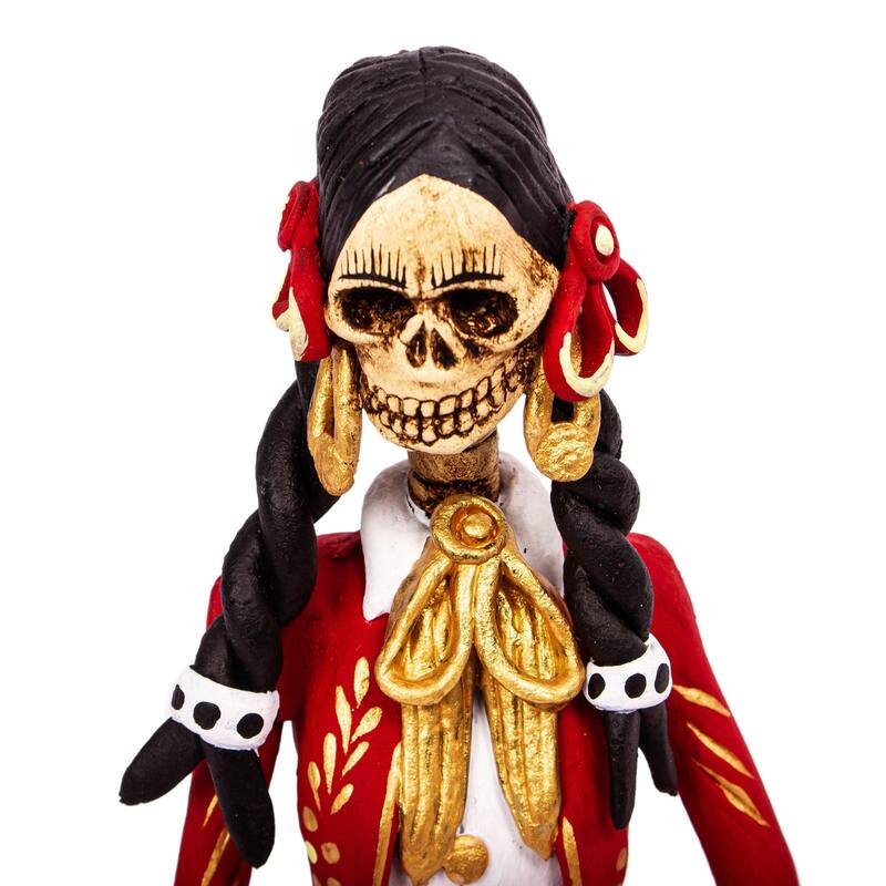 Novica Handmade La Catrina Charra Ceramic Sculpture