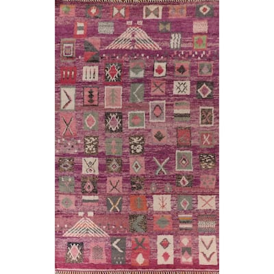 Purple Tribal Moroccan Oriental Large Area Rug Handmade Wool Carpet - 9'3" x 14'6"