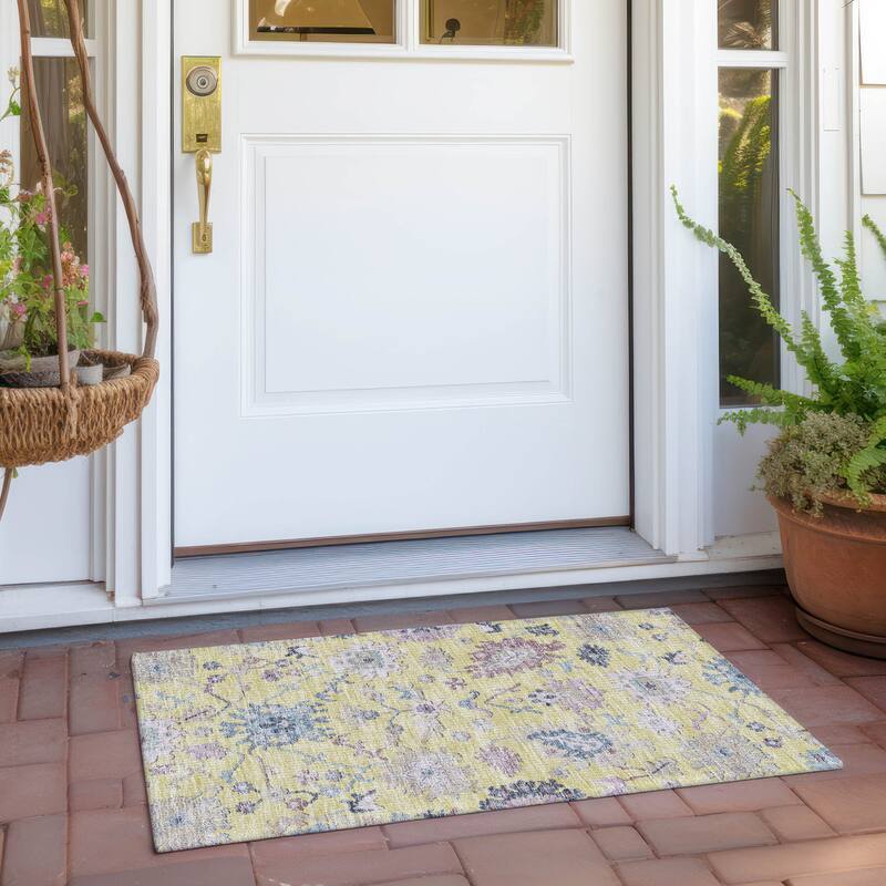 Machine Washable Indoor/ Outdoor Causal Traditional Chantille Rug