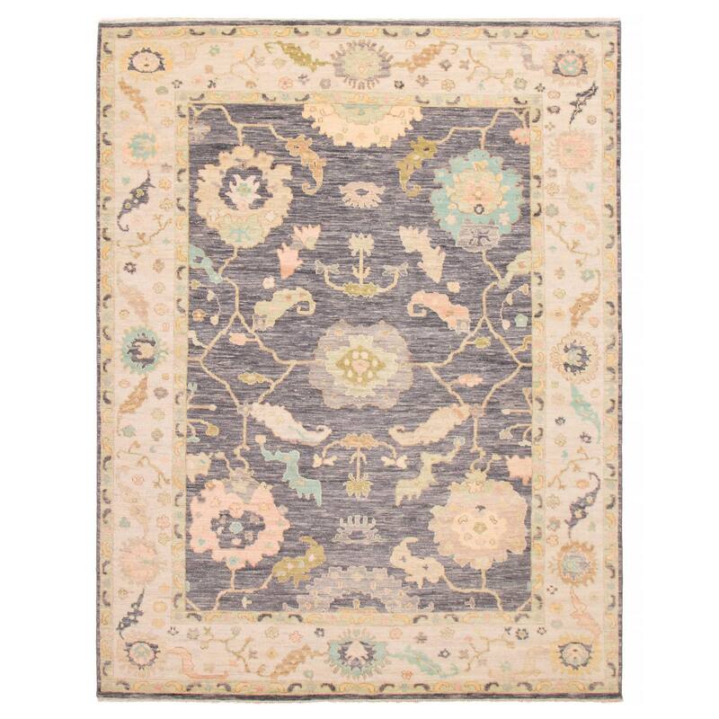 ECARPETGALLERY Hand-knotted Modern Oushak Dark Grey Wool Rug - 9' 2" x 12' - Dark Grey - 9' 2" x 12' - Rectangle