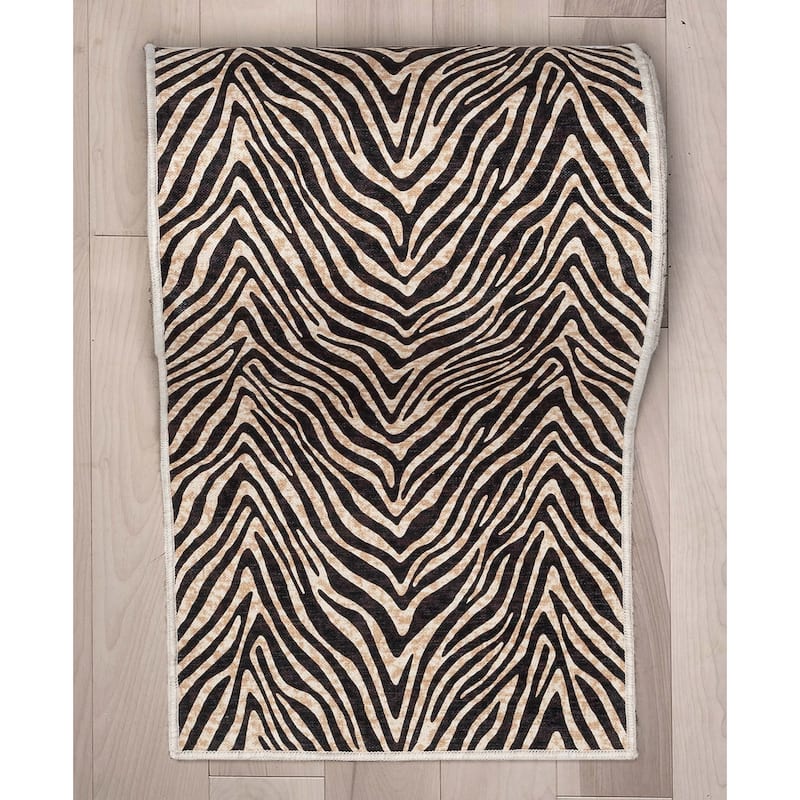 Custom Size Runner Flat-Weave Washable Apollo Zebra Modern Stair Rug