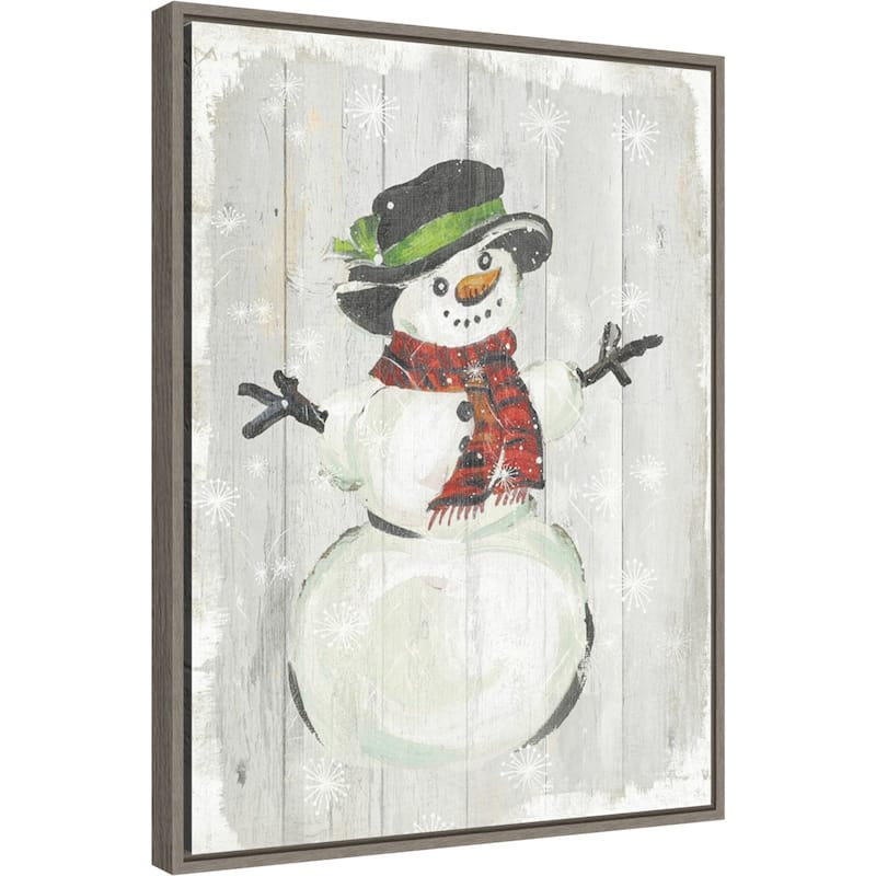 Holiday Snowman by PI Studio Framed Canvas Wall Art