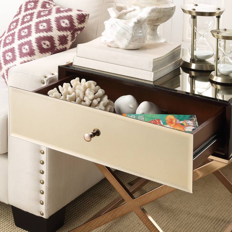 Camille X Base Mirrored Accent Campaign Table by iNSPIRE Q Bold