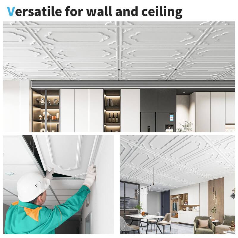 Art3d 2X4 ft PVC Lay-in Ceiling Tiles, Decorative Ceiling Tiles,12-Pack