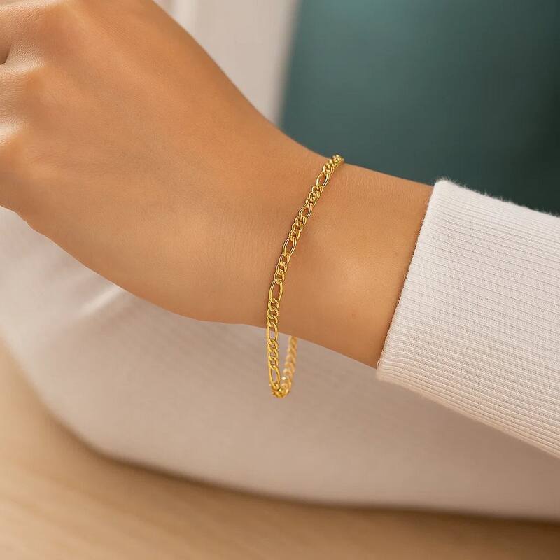 MayaMila 14k Yellow Gold Figaro Bracelet 1.5mm