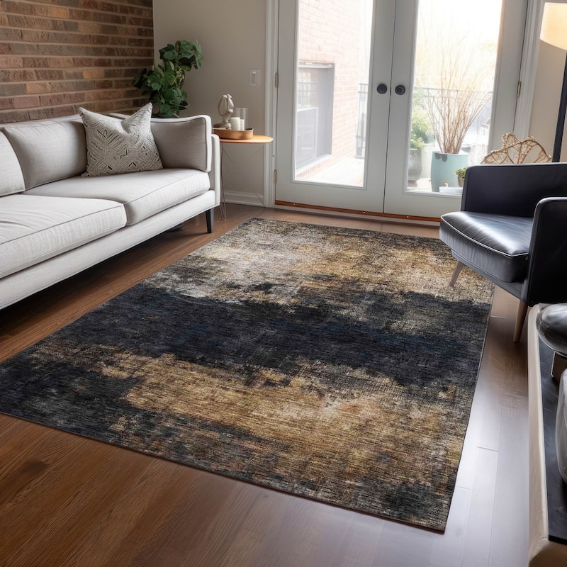 Machine Washable Indoor/ Outdoor Contemporary Chantille Rug - Charcoal - 2'6" x 3'10"