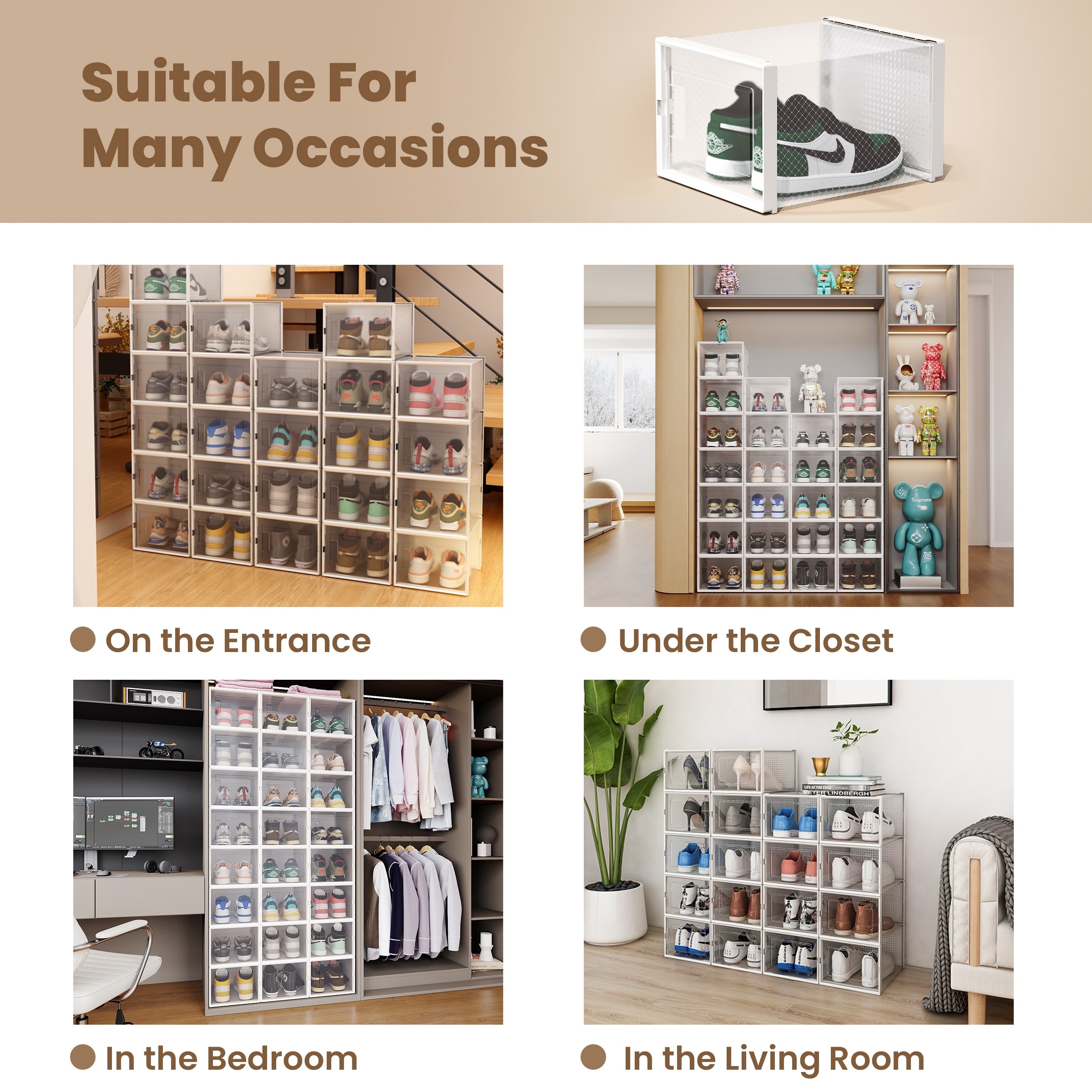 Shoe Box Set Foldable Plastic Storage Transparent Shelf Stack