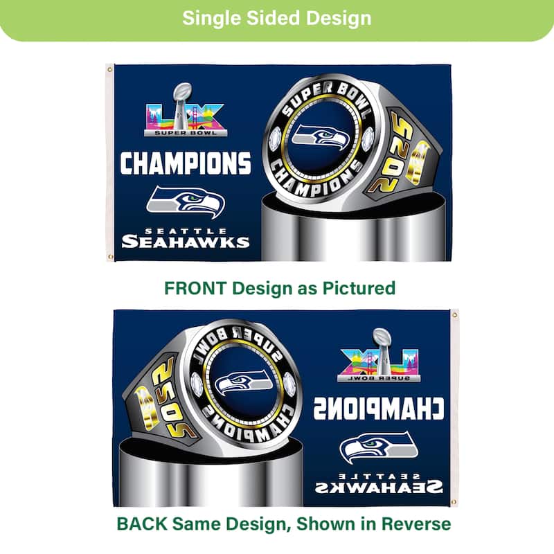 3 ft. x 5 ft. Seattle Seahawks Super Bowl 60 Flag with Grommets