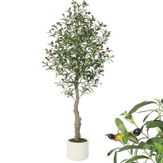 5FT Faux Olive Tree Tall,Olive Trees Artificia Indoor with White ...