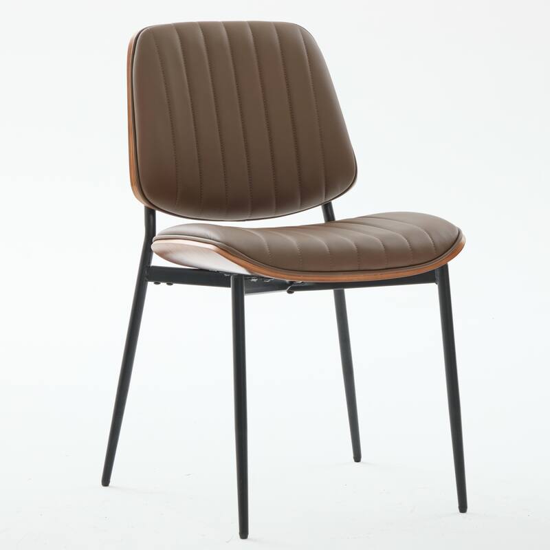 Dining Chairs Set of 2 Mid Century Modern Retro Linen Chair with Walnut Bentwood Back Upholstered Seat Metal Legs