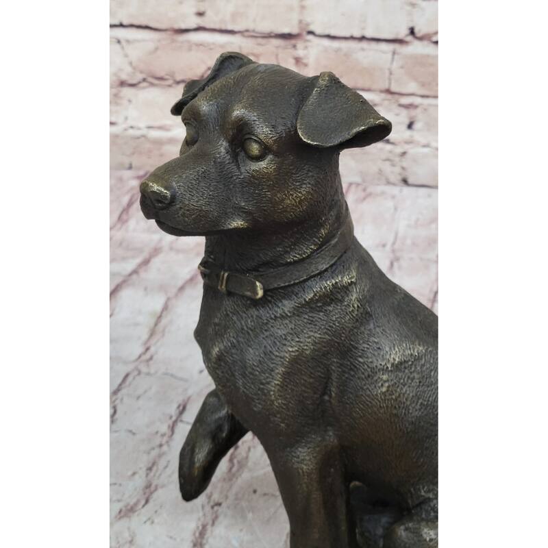 Handmade Bronze Jack Russell Terrier Puppy Dog Figurine Sculpture Signed Art Decor