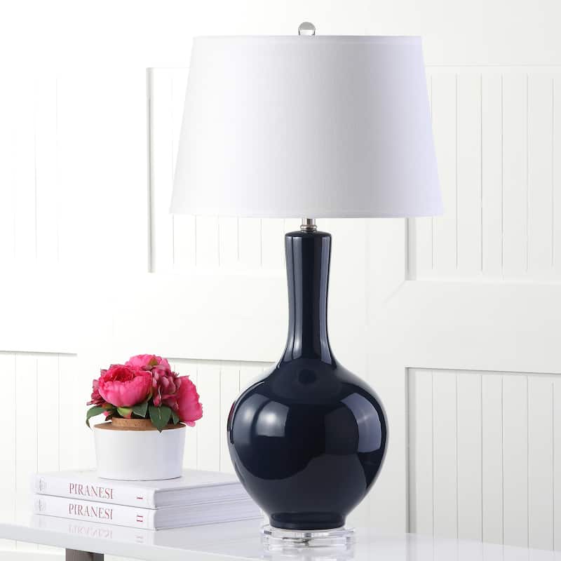 SAFAVIEH Lighting Danelle 32-inch Navy Gourd Lamp (Set of 2) - 17"x17"x32" - 17Wx17Dx32H