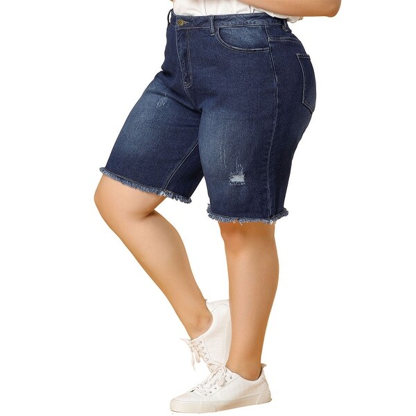womens plus size ripped jean shorts