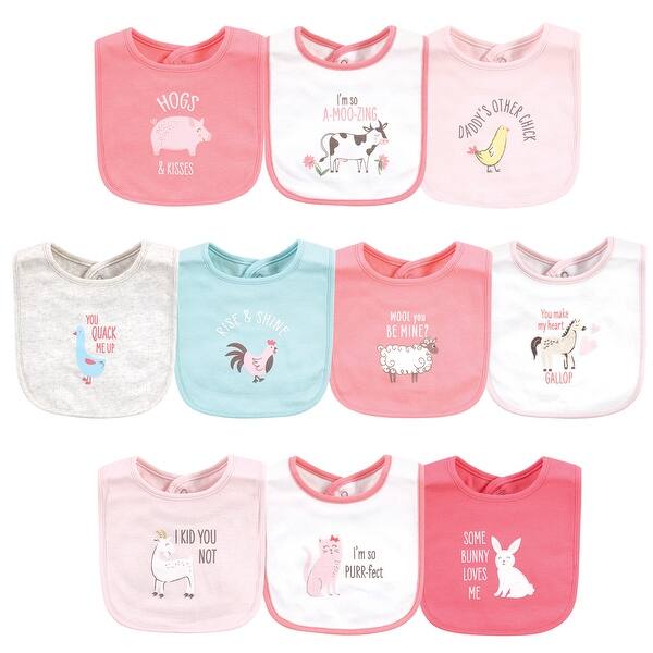 slide 1 of 1, Hudson Baby Infant Girl Cotton Bibs, Hogs And Kisses, One Size - Hogs And Kisses - One Size One Size - Hogs And Kisses