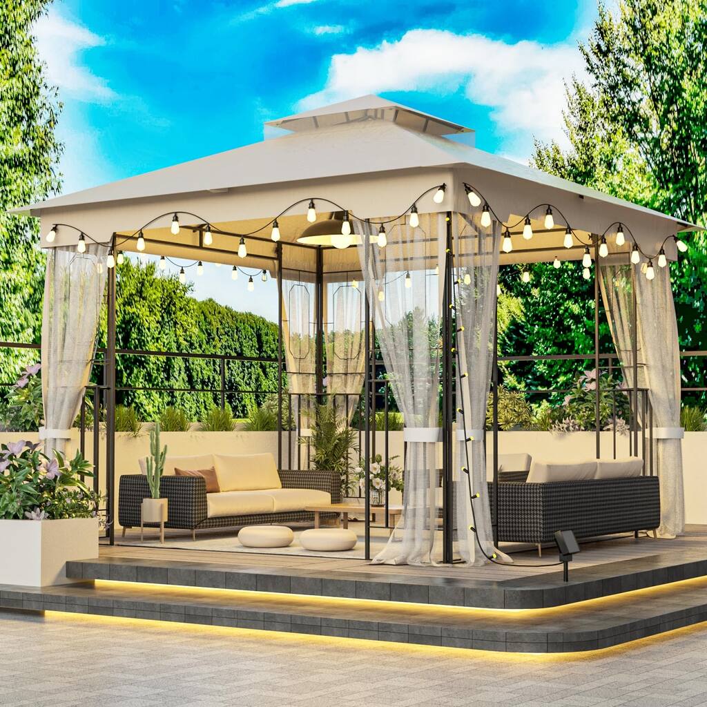 10X10FT Softtop Metal Gazebo with Mosquito Net