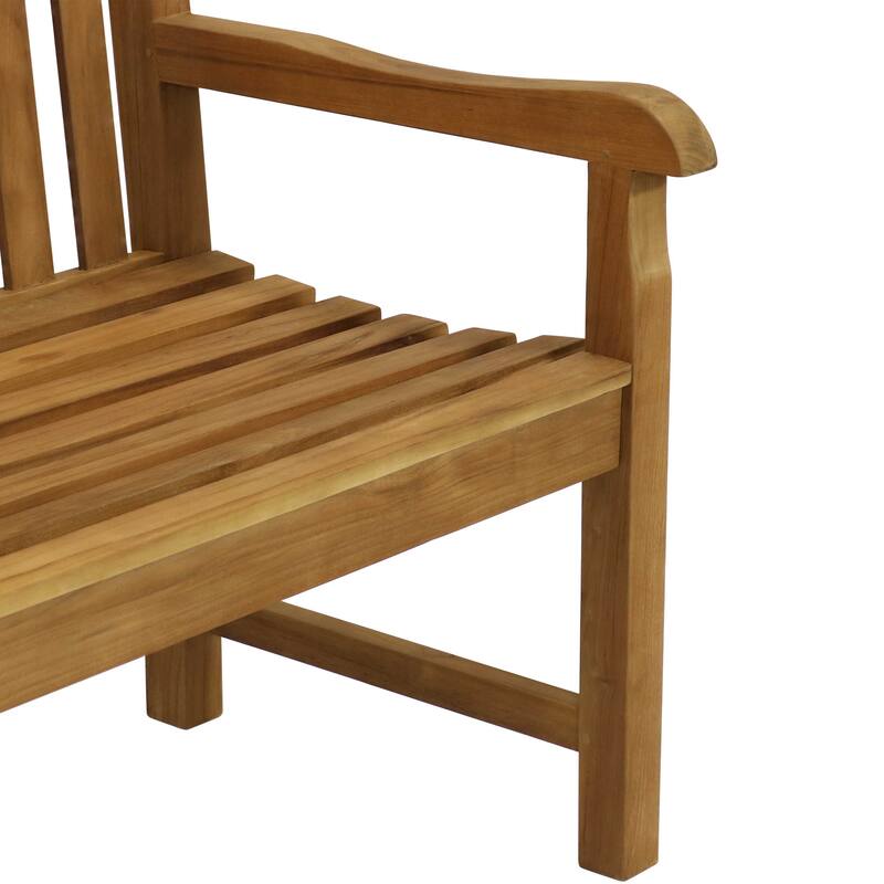 Teak Outdoor Patio Garden Bench - Mission Style - 2-Person - 59-Inch