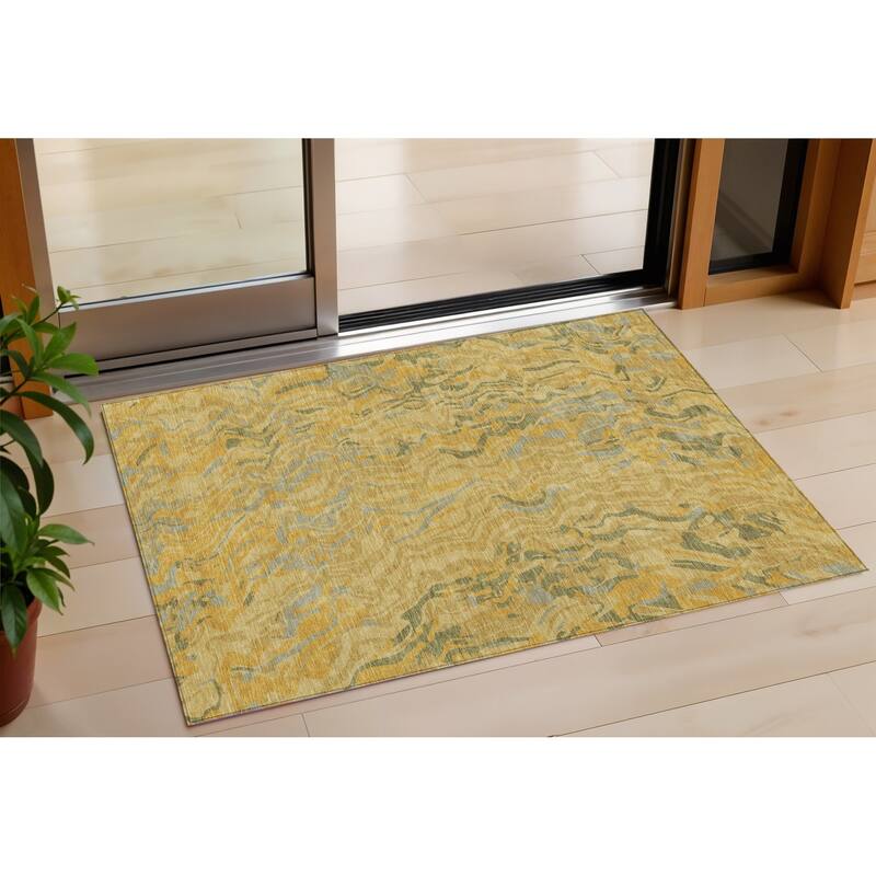 HomeRoots Abstract Transitional Rectangle Outdoor Rug - 3' x 5'