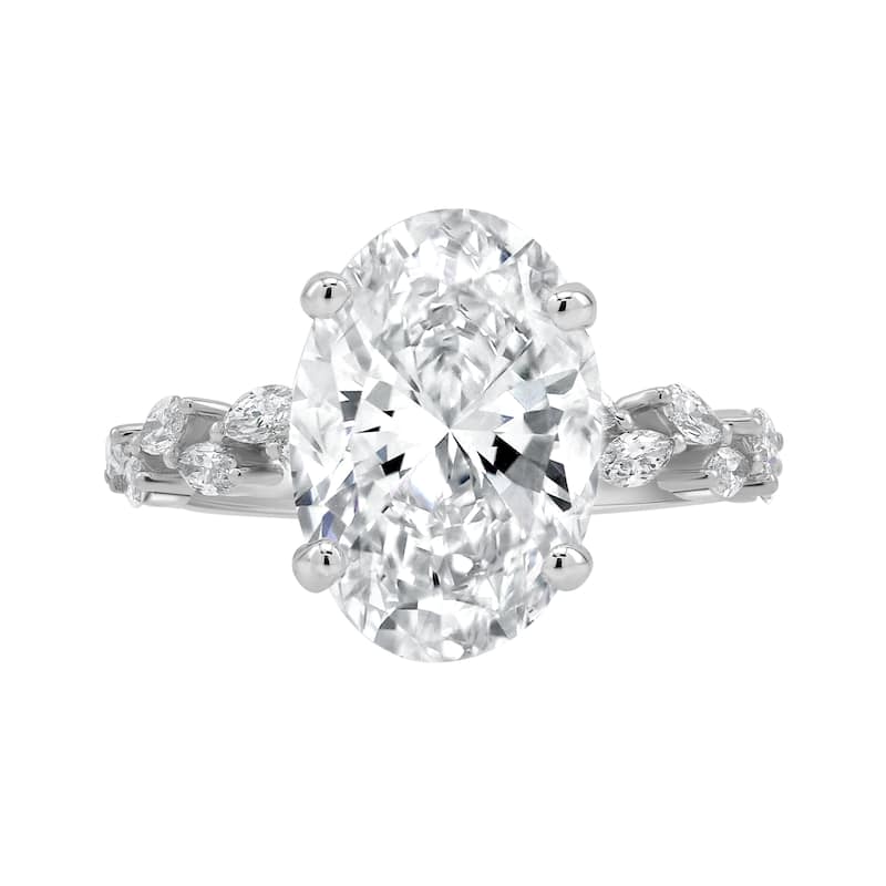 Auriya 14k Gold 6 1/2ctw Lab grown Oval Nature's Inspired Diamond Engagement Ring (E-F VS) - White - 6.5