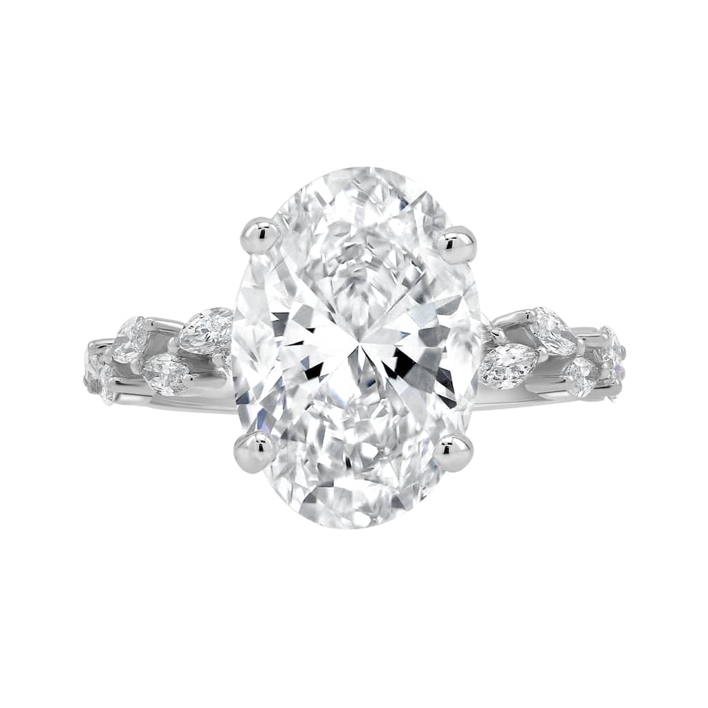 Auriya 14k Gold 6 1/2ctw Lab grown Oval Nature's Inspired Diamond Engagement Ring (E-F VS)