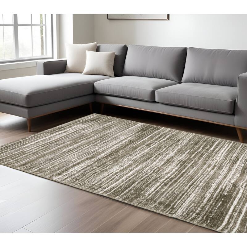 HomeRootsStriped Industrial Runner Area Rug - 155.12' X '118.11' X '0.98 - Brown/Ivory