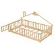 preview thumbnail 6 of 28, Twin House-Shaped Bedside Floor Bed with Guardrails, Slats, with Door