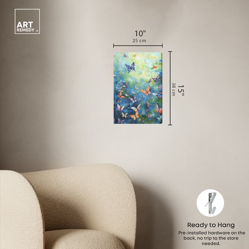 Art Remedy Aesthetic Butterflies Gallery Wrapped Butterfly 1 Piece Canvas Wall Art