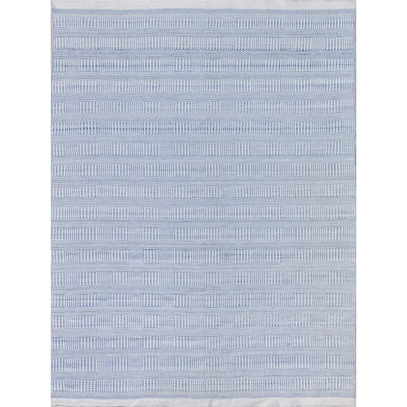 EXQUISITE RUGS Naples Indoor/Outdoor Flatweave PET yarn Light Blue Area Rug.