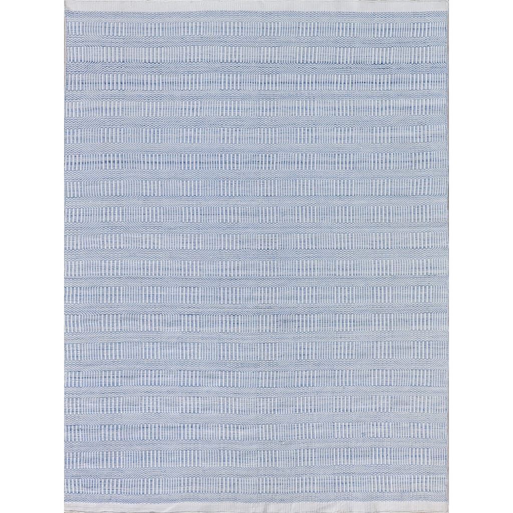 EXQUISITE RUGS Naples Indoor/Outdoor Flatweave PET yarn Light Blue Area Rug.