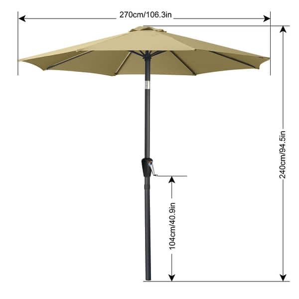 dimension image slide 2 of 7, ABCCANOPY 9FT Patio Umbrella with Push Button Tilt
