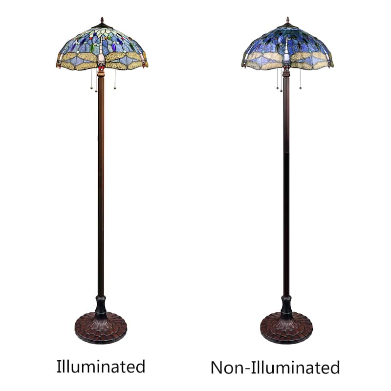 Tiffany-Style Dragonfly Design Dark Bronze Floor Lamp - Dark Bronze - Dark Bronze