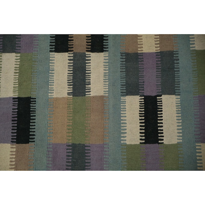 Hand Woven Oriental 100% Wool Carpet Southwestern Modern Multi-Colored Kilim Area Rug - 10' 2'' X 8' 5''